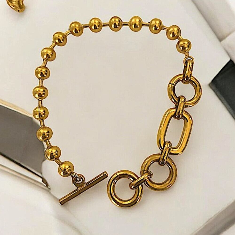 Gold Stainless Steel Chain Link Bracelet